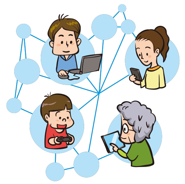 インターネットを使う人々イラスト