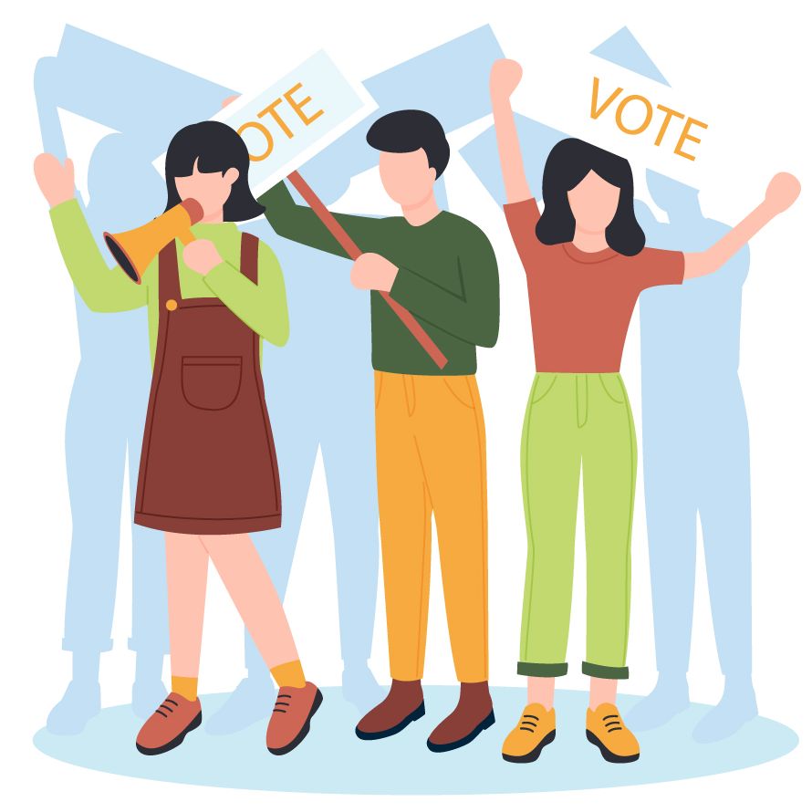 デモする人々イラスト